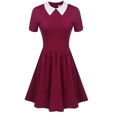 Women S Casual Short Sleeve Doll Collar Dress Peter Pan Collar Work 50 Liked On Polyvore Featurin Doll Collar Dress Peter Pan Collar Dress Collar Dress