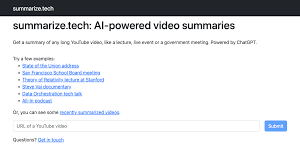 Screenshot of Summarize Tech