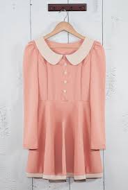 Schoolhouse Manner Long Sleeve Contrast Peter Pan Collar Dress In Pink Ivory Sincerely Sweet Boutique Peter Pan Collar Dress Dapper Dress Lovely Clothes