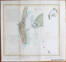 Antique 1851 Coastal Chart Of San Diego Bay San Diego
