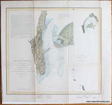 antique 1851 coastal chart of san diego bay san diego