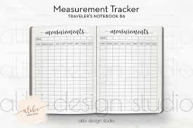 B6 Tn Measurement Tracker Travelers Notebook Fitness Journal Midori Inserts Tn Inserts Body Measurement Chart Weight Loss Chart