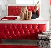 Diamante Red Bed Diamond Crystal Modern Leather Beds Single ...