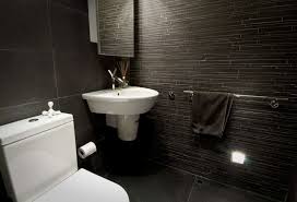 Black Modern Small Bathroom Remodel Design Ideas Small And Stylish Bathroom With Black Furni Black Tile Bathrooms Modern Bathroom Design Modern Small Bathrooms
