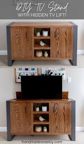 Corner tv stand for 50 inch tv. Diy Tv Stand With Hidden Tv Handmade Weekly