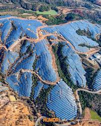 China has covered thousands of acres of mountain land with solar panels,  creating gigawatts of clean energy. These high-altitude installations  capture maximum sunlight while avoiding farmland and cities. This project  supports China's