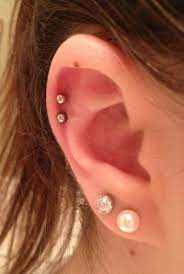 Double Lobe And Double Helix Piercings Earthy Jewelry Ear Piercings Ear Piercing For Women