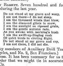 For fair winds and following seas. Do Not Stand At My Grave And Weep
