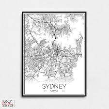 Black And White Framed Prints Australia Sydney Map Print Sydney City Map Wall Art Printable Map Of Etsy Map Wall Art Printable Wall Art Map Art