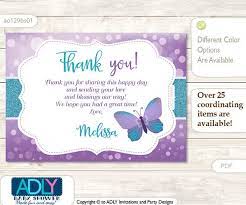 Purple Butterfly Thank You Card With Personalization Purple Butterfly Baby Shower Or Birthday Purple Butterfly Baby Shower Birthday Cards Diy Birthday Cards