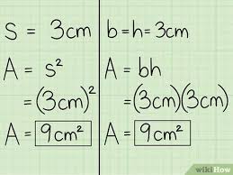 (6 cm x 3 cm)/2 = 9 cm2. 3 Ways To Find The Area Of A Square Wikihow