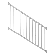 Weatherables Stanford 36 In H X 96 In W Textured White Aluminum Stair Railing Kit Cwr B36 A8s Porch Railing Kits Deck Stair Railing Stair Railing Kits