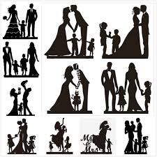 Family Cake Topper Black With Boys Girls Wedding Anniversary Quality Custom Family Wedding Cake Toppers Wedding Silhouette Wedding Cake Topper Silhouette