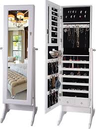 Fastfurnishings full length tilting cheval mirror jewelry armoire cabinet in gloss white. 2020 10 Best Locking Jewelry Armoires You Should Invest In Peachy Rooms
