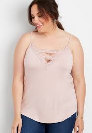 Maurices Plus Size Womens 24 7 Lace Trim Cami Pink Size 2