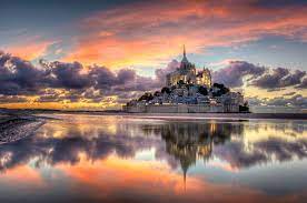Download, share and comment wallpapers you like. View Of Mont Saint Michel At Sunset R Pics France Photos Castle Beautiful Castles