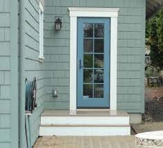 Sw 2827 colonial revival stone interior/exterior color collection: Cheryl S House In Sherwin Williams Retreat With Blue Door Outdoor House Colors Exterior Paint Colors For House Cottage House Exterior