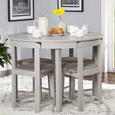 Amazon 5 Piece Pact Round Dining Set Home Living Room Furniture Grey Grey Linen Kitchen Dining Space Saving Dining Table Round Dining Room Dining Room Small