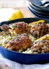 One Pot Greek Chicken And Lemon Rice Best Chicken And Rice Ever Recipe Greek Chicken Recipes Recipes Cooking Recipes