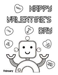 Happy Valentine 39 S Day Say The Cute Robot Coloring Page Kids Play Valentine Coloring Pages Valentine Coloring Valentines Day Coloring Page