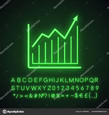 market growth chart neon light icon statistics diagram