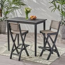 Black resin planks & brushed aluminum 1 rectangular aluminum dining table 72 x 36 6 arm chairs with 2 resin planks, dimensions: Patio Bar Height Furniture Target