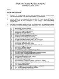 Interpretasi inventori personaliti warna inventori personaliti warna ini adalah inventori mengandungi 100 item yang inventori personaliti warna atau singkatannya ipw mempunyai 4 skala iaitu skala emas, hijau, biru dan jingga. Inventori Personaliti Warna Ipw Sidek Mohd Noah