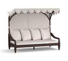 This day bed with an adjustable canopy is a perfect combination of style and functionality and is ideal for relaxing and enjoying the sun in your garden or on the patio. Sayulita Sunbrella Outdoor Furniture Cushions Pottery Barn
