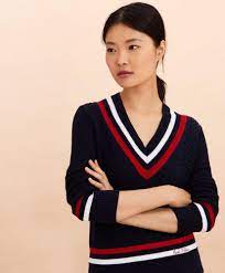 Logo Embroidered Cotton Tennis Sweater