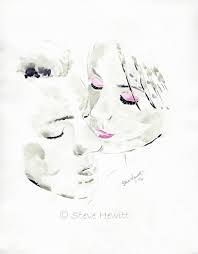Abstract Black And White Watercolor Portrait A Portrait Of A Romantic Couple Painted With Watercolor Abstract Portrait Watercolor Portraits Portrait Art