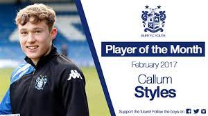 Callum styles (born 28 march 2000) is an english footballer who currently plays as a striker for bury. Callum Styles Does It Again News Bury Football Club