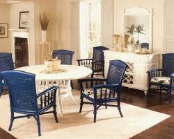 Elegant Blue Painted Wicker Dining Room Chairs Indoor With White Round Table Laurieflower Wicker Dining Chairs Wicker Dining Room Chairs Rattan Dining Chairs