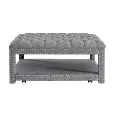 I noticed the stenciled state pieces behind your sofa and love them! Beaumont Lane Button Tufted Coffee Table Ottoman In Gray Bl 1813128