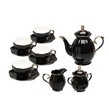 Black And White Teapot Set Grace Teaware 11 Piece Porcelain Scallop Tea Set Black Gold Review Ceramic Tea Set Tea Set Porcelain Tea Set