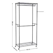 Portant Penderie A Vetement Avec 2 Barres De Penderie Et 2 Etageres Dimension De Produit 90 X 45 X 200 Cm L X L X Barre De Penderie Penderie Penderie Mobile