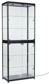 Portable Display Case W Top Side Lights Locking Hinged Door Carrying Case Black Display Case Portable Display Side Lights