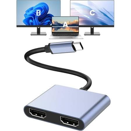 Usb C to Dual Hdmi Adapter Triple Display Dual Hdmi Monitor Adapter 4K@60Hz