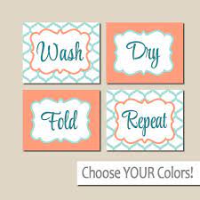 Laundry Wall Art Canvas Or Prints Aqua Coral Wash Dry Fold Repeat Laundry Room Rules Choose Colors Set Of Laundry Wall Art Wash Dry Fold Sticker Wall Art
