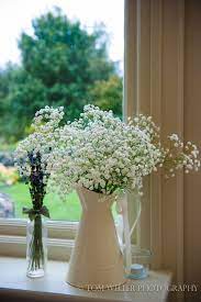 Jvintage Style Pitcher Jug Of Baby S Breath I Will Be Adding 6 7 Pastel Coloured Gerberas To Each Jug Pastel Wedding Flowers Wedding Flowers Pastel Wedding