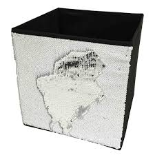 Black And White Storage Bins Home Basics 12 In X 12 In White Linen And Sequin Storage Bin White Silver Black Storage Bins Fabric Bins Fabric Storage Boxes
