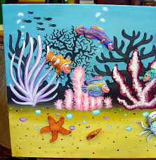 Coral reef by una miller coral reef art coral reef drawing coral painting from i.pinimg.com cut the shapes out with scissors. Coral Reef 24x48 3d Painting 2 By Whimsicalcreationslb On Deviantart