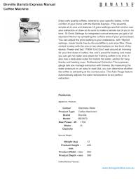 7 features of your breville barista express. Breville Barista Express Manual Coffee Machine Manualzz