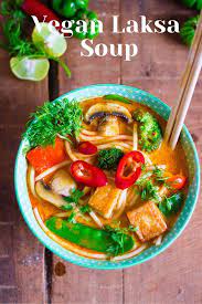 Vegan Laksa Soup Malaysian Laksa Lemak Thai Curry Laksa This Is A Spicy Malaysian Noodle Soup Finished Off Wi Laksa Soup Recipes Vegetarian Laksa Laksa Soup