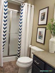 Easy No Sew Shower Curtain Tutorial Life On Virginia Street Diy Shower Curtain Bathroom Decor Apartment Bathroom Makeover