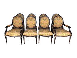 Oval back dining chair jonathan. Oval Back Dining Chairs In Scalamandre Fabric Set Of 8 The Local Vault