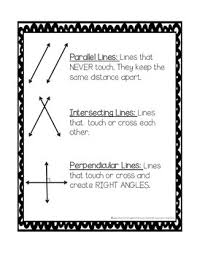Parallel Intersecting And Perpendicular Visual Aid And Practice Worksheet Math Instruction Math Notebooks Math Strategies