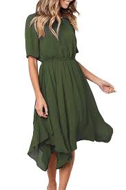 Green Irregular Hem Short Sleeve Pleated Chiffon Dress Green Chiffon Dress Midi Dress Casual Chiffon Midi Dress