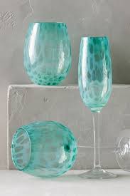 Tiffany 1837:makers cocktail jigger in sterling silver and brass. Anthropologie Treillage Stemless Wine Glass Glassware Glass Aqua Turquoise