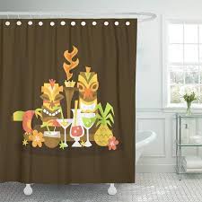 Yusdecor Cocktail A Vector Illustration Of Luau Tiki Party Centerpiece Hawaiian Bathroom Decor Bath Shower Curtain 60x72 Inch Walmart Canada