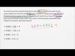 Linear Inequality Word Problems Basic Example Video Khan Academy